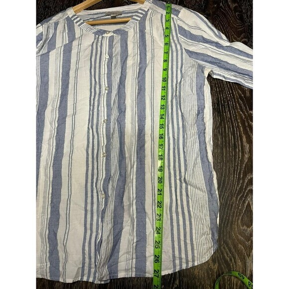 Loft Button Up Striped Blouse Top Women Large - Picture 5 of 6